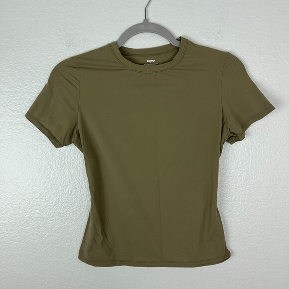 Skims Soft Smoothing Seamless Olive Green T-Shirt M Casual Crew Neck Soft Stretc - Picture 1 of 8